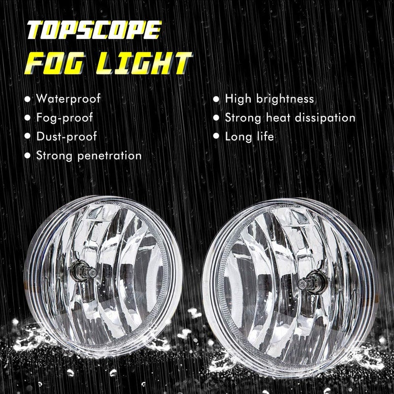 TOPSCOPE Fog Lights Replacemnt for 2007-2013 GMC Sierra 1500 2007-2014 GMC Sierra 2500 3500HD Fog Lamps with Smoke Lens H8 12V 35W Halogen Bulbs Universal Switch and Wiring Kit 25831948, GM2593161 - Image 2